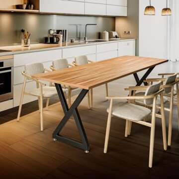 Yes4All Metal Table Legs 28 inch Height with Adjustable Protector Levelers, Zig Zag Heavy Duty Metal Dining Table Legs for Desk/Table, Black Metal Table Legs Bear Up to 800lb Set of 2