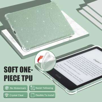 iDLEHANDS Clear Case for All-New Kindle Paperwhite 11th Gen 2021 & Signature Edition(6.8") - Lightweight, Scratch-Proof Silicone Back Cover, Clear Glitter