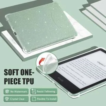 iDLEHANDS Clear Case for All-New Kindle Paperwhite 11th Gen 2021 & Signature Edition(6.8") - Lightweight, Scratch-Proof Silicone Back Cover, Clear Glitter