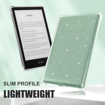 iDLEHANDS Clear Case for All-New Kindle Paperwhite 11th Gen 2021 & Signature Edition(6.8") - Lightweight, Scratch-Proof Silicone Back Cover, Clear Glitter