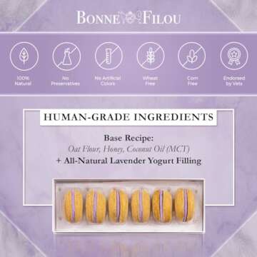 Bonne et Filou Dog Treats for Valentine Gourmet Dog Macarons Human Grade Dog Gift Box Healthy and De...