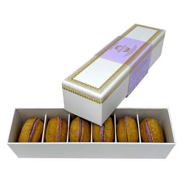 Bonne et Filou Dog Treats for Valentine Gourmet Dog Macarons Human Grade Dog Gift Box Healthy and Delicious Snacks for Small to Large Dogs All Natural Macaron Dog Cakes - Lavender 6 Count