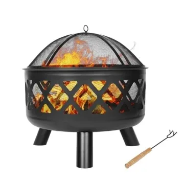 Red Mountain Valley 24'' Outdoor Wood Burning Fire Pit with Poker and Cover, Ideal for Outdoor Gathe...