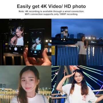 King Ma 4K 30FPS Phone Vlog Selfie Monitor Screen, Wired Mini Monitor for iPhone Rear Camera with Magnetic Phone Clip & Bluetooth Remote for Vlog Live Stream TikTok