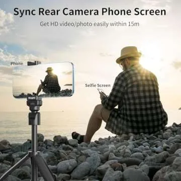 King Ma 4K 30FPS Phone Vlog Selfie Monitor Screen, Wired Mini Monitor for iPhone Rear Camera with Magnetic Phone Clip & Bluetooth Remote for Vlog Live Stream TikTok