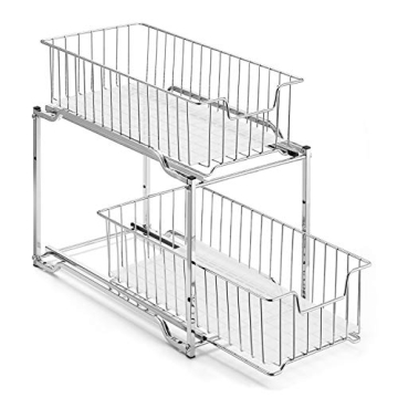 Stackable Under Sink Organizer with Sliding Drawer Chrome