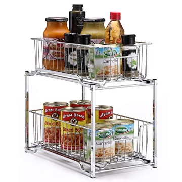 Stackable Under Sink Organizer with Sliding Drawer Chrome