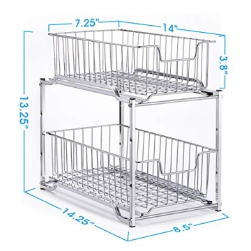 Stackable Under Sink Organizer with Sliding Drawer Chrome