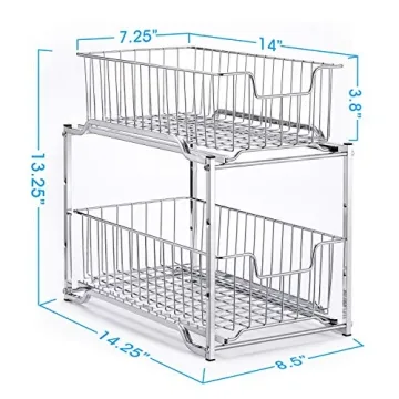 Stackable Under Sink Organizer with Sliding Drawer Chrome