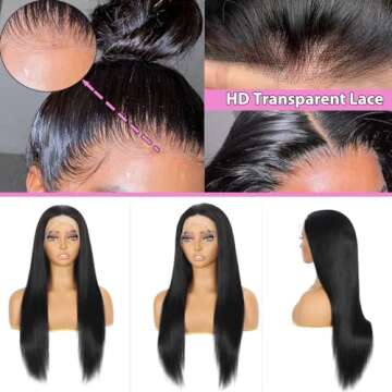 ACIWP 360 Lace Front Wigs Human Hair Pre Plucked Straight hd Lace Front Wigs Human Hair Wigs for Black Women 360 Full Lace Human Hair Wig with Baby Hair can make Bun and High Ponytail 24 Inch