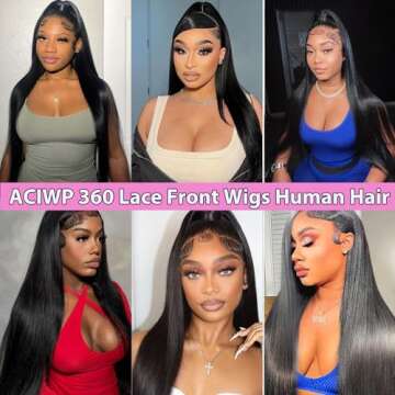 ACIWP 360 Lace Front Wigs Human Hair Pre Plucked Straight hd Lace Front Wigs Human Hair Wigs for Black Women 360 Full Lace Human Hair Wig with Baby Hair can make Bun and High Ponytail 24 Inch