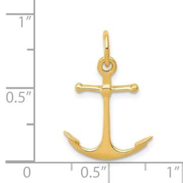 14K Solid Gold Anchor Necklace Pendant for Nautical Lovers