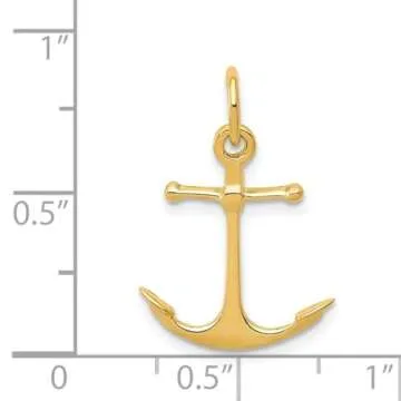 14K Solid Gold Anchor Necklace Pendant for Nautical Lovers