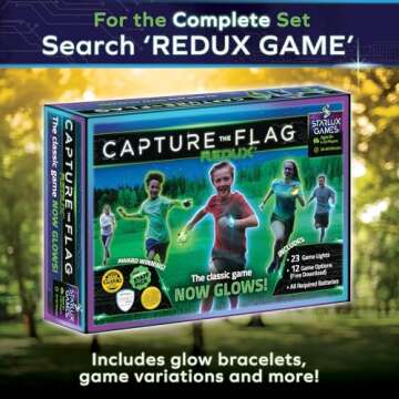 Glow in The Dark Capture The Flag - Starter Set | Ages 8+ | Outdoor Games for Kids 8-12+ | Glow in The Dark Outdoor Toys | 8-12 Year Old Boy Birthday Gifts | Flag Football & Sports Gifts for Boys
