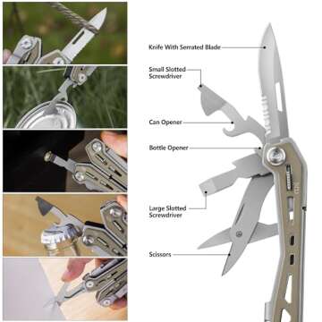 FLISSA 16 in 1 Multi Tool Pliers for Outdoor Adventures
