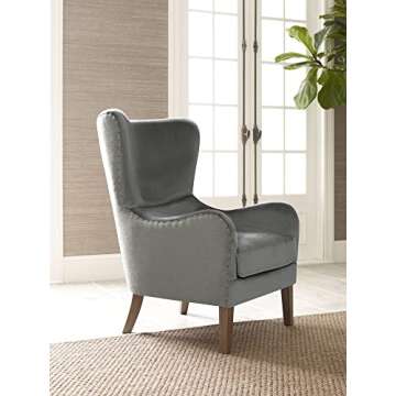 Elle Decor Wingback Chair, Light Gray/Gray