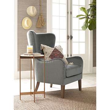 Elle Decor Wingback Chair, Light Gray/Gray