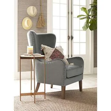 Elle Decor Wingback Chair, Light Gray/Gray