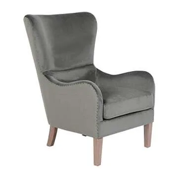 Elle Decor Wingback Chair, Light Gray/Gray