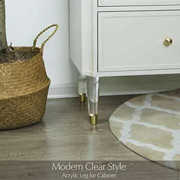 JEREVER Acrylic Furniture Legs Replacement Cabinet Feet Modern Home Decor DIY Clear Legs Tapered Sty...