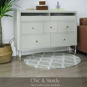 JEREVER Acrylic Furniture Legs Replacement Cabinet Feet Modern Home Decor DIY Clear Legs Tapered Style Set of 4 (7.8inch)