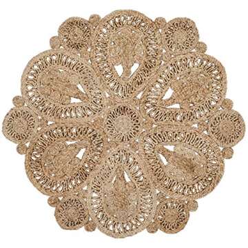 SAFAVIEH Natural Fiber Collection Area Rug - 3' Round, Natural, Handmade Boho Charm Farmhouse Jute, ...