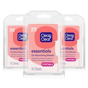 Clean & Clear Essentials Oil Absorbing Sheets, Portable Blotting Papers for Shine Control on the Fac...