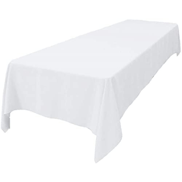 LA Linen Polyester Poplin Washable Rectangular Tablecloth, Stain and Wrinkle Resistant Table Cover 6...