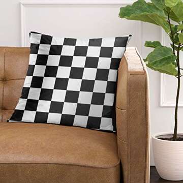 Emvency Checkered Throw Pillow Cover for Racing Fans