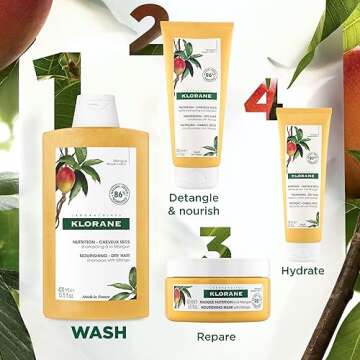 Klorane Nourishing 2-in-1 Mask with Mango, Deep Conditioning and Overnight Treatment for Dry Hair, Paraben, Silicone and Sulfate Free, Biodegradable, Vegan, 5 fl.oz.