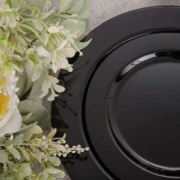 FLOWERCAT 60PCS Heavy Duty Black Plastic Plates Set
