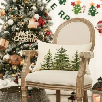 AVOIN colorlife Christmas Tree Pine Throw Pillow Cover, 12 x 20 Inch Evergreen Tree Cushion Case for Sofa Couch