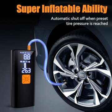 Litmustes Tire Inflator Portable Air Compressor,Cordless Tire Inflator with Digital LCD Pressure Gauge Electric Air Pump Quick Inflation for Car,Motorcycle,Bicycle Tires and Balls