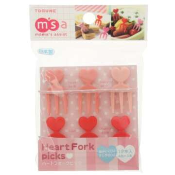Kotobuki Food Picks for Bento Boxes, Pink and Red Hearts