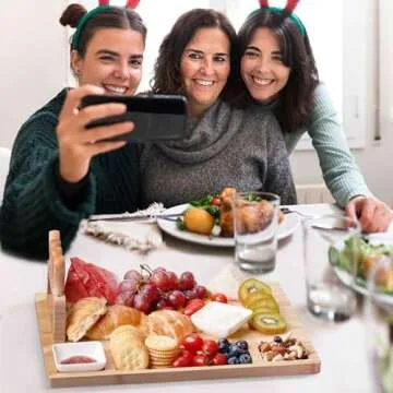 Homlife Charcuterie Boards: Large Bamboo Cheese and Charcuterie Board Set - Unique House Warming Gifts, Bride Shower Gifts, Thanksgiving Gifts,Birthday Gifts