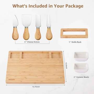 Homlife Charcuterie Boards: Large Bamboo Cheese and Charcuterie Board Set - Unique House Warming Gifts, Bride Shower Gifts, Thanksgiving Gifts,Birthday Gifts