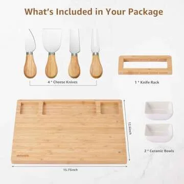 Homlife Charcuterie Boards: Large Bamboo Cheese and Charcuterie Board Set - Unique House Warming Gifts, Bride Shower Gifts, Thanksgiving Gifts,Birthday Gifts