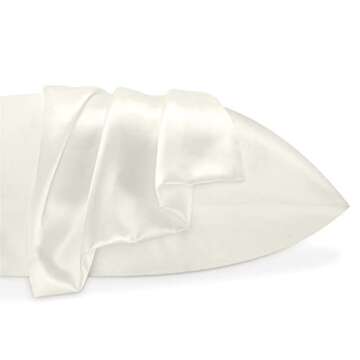 BEDELITE Satin Pillowcase for Hair and Skin, Super Soft and Cooling Similar to Silk Pillow Cases 2 Pack with Envelope Closure, Gift for Women Men(20"x36" King Size, Ivory)