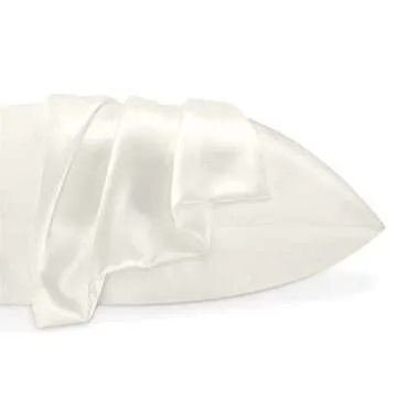 BEDELITE Satin Pillowcase for Hair and Skin, Super Soft and Cooling Similar to Silk Pillow Cases 2 Pack with Envelope Closure, Gift for Women Men(20"x36" King Size, Ivory)