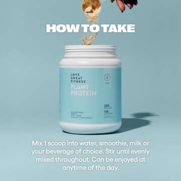 Love Sweat Fitness Organic Vegan Protein Powder - Vanilla Flavor, 28 Servings with 20g Protein