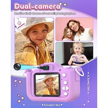Seckton Kids Camera Toys for Girls Ages 3-8, Children Digital Video Camera with Protective Silicone Cover, Christmas Birthday Gifts for 3 4 5 6 7 8 Year Old Girls with 32GB SD Card