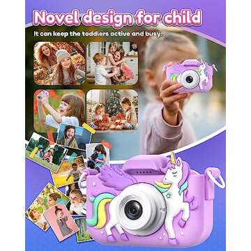 Seckton Kids Camera Toys for Girls Ages 3-8, Children Digital Video Camera with Protective Silicone Cover, Christmas Birthday Gifts for 3 4 5 6 7 8 Year Old Girls with 32GB SD Card