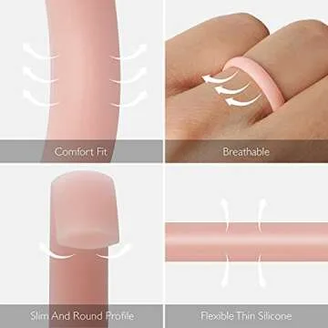 ThunderFit Stackable Silicone Wedding Rings for Women