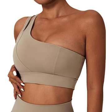 ABOCIW One Shoulder Sports Bras for Women Sexy Cute Workout Yoga Bra with Removable Cups Medium Supp...