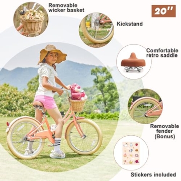Glerc Little Molly Retro Cruiser Bike for Girls Ages 7-13