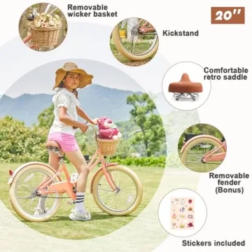 Glerc Little Molly Retro Cruiser Bike for Girls Ages 7-13