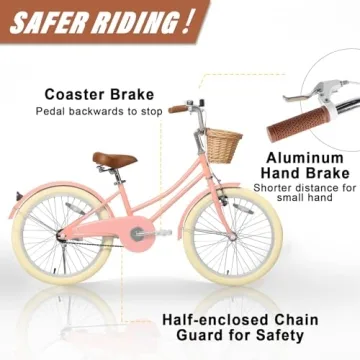 Glerc Little Molly Retro Cruiser Bike for Girls Ages 7-13