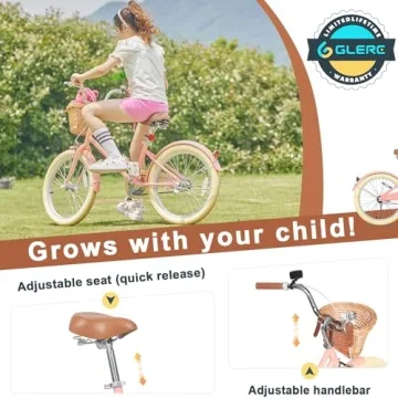 Glerc Little Molly Retro Cruiser Bike for Girls Ages 7-13