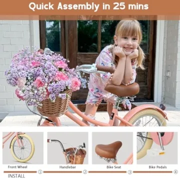 Glerc Little Molly Retro Cruiser Bike for Girls Ages 7-13