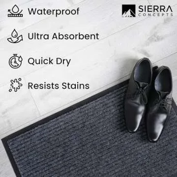 Sierra Concepts Front Door Mat Welcome Floor Mats - Entryway Indoor Outdoor Entrance Doormat, Patio, Porch, Muddy Shoe, Inside Outside Low Profile, 30x17 inches, 2-Pack Gray